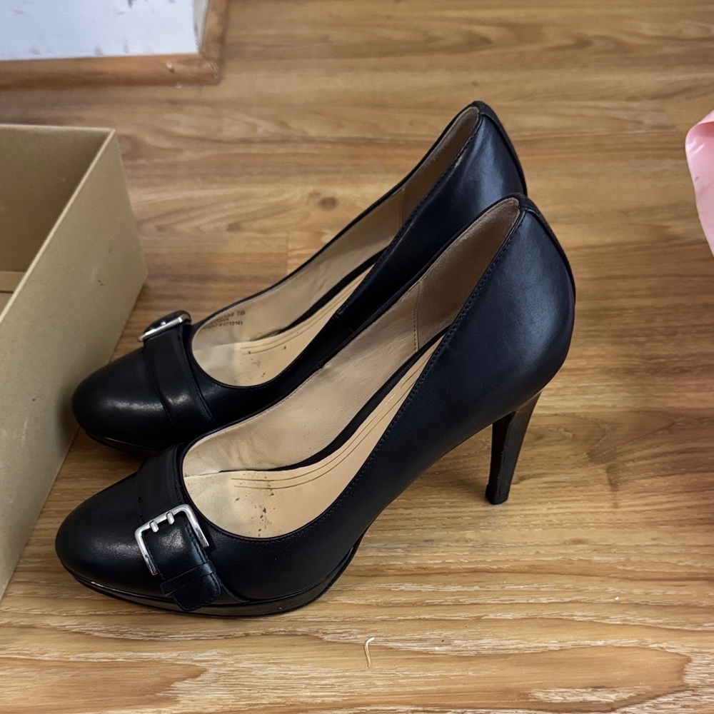 Cole Haan Black Buckle Heels